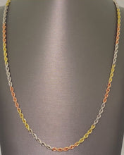 Load and play video in Gallery viewer, 4MM Tri-Gold Rope Chain (Diamond Cut)