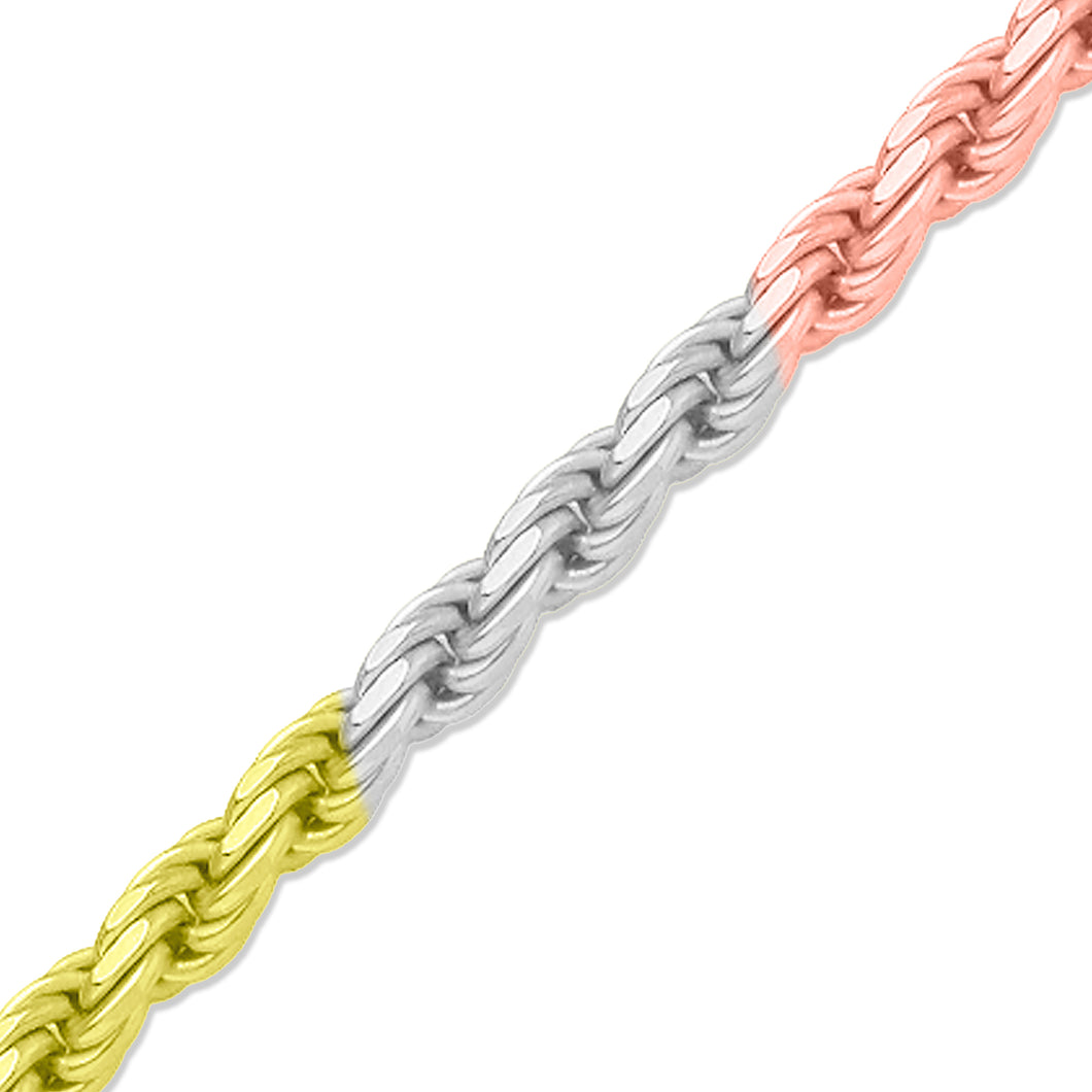 3MM Tri-Gold Rope Chain (Diamond Cut)