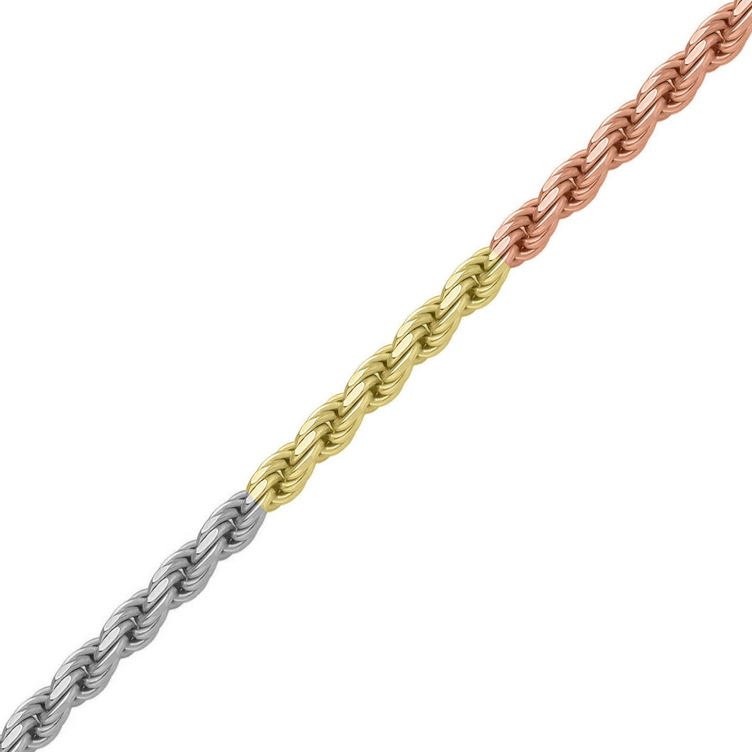 7MM Tri-Gold Rope Chain (Diamond Cut)