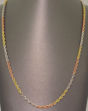 Load and play video in Gallery viewer, 4MM Tri-Gold Rope Chain (Diamond Cut)
